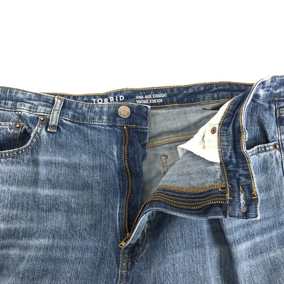Torrid High Rise Straight Cargo Jean Women's Plus Size 24 Vintage Stretch Casual - Picture 5 of 15